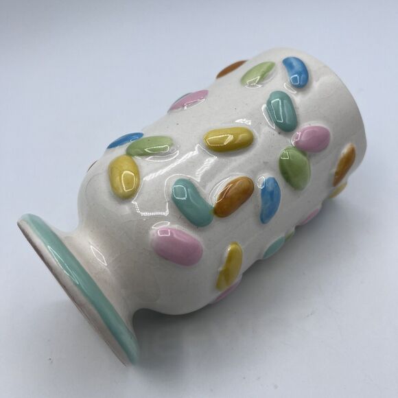 Vtg Jelly Bean Ceramic Vase Candy Jar Dish Easter 8402 Shafford Japan Pastel 6" - Picture 2 of 7